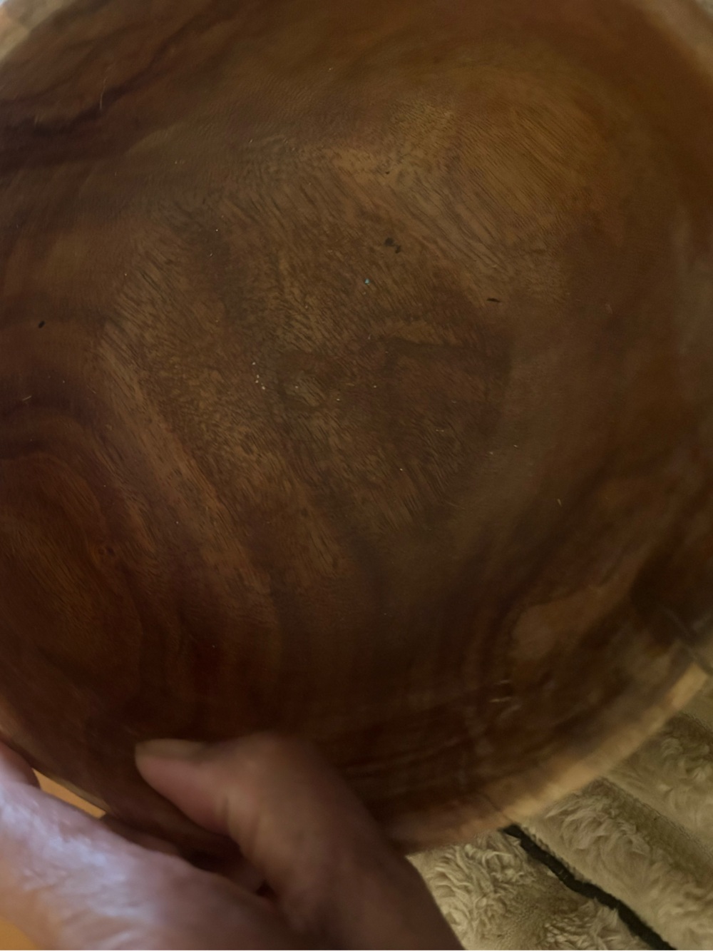 Handcrafted Wooden Serving Bowl - Warm Brown Grain